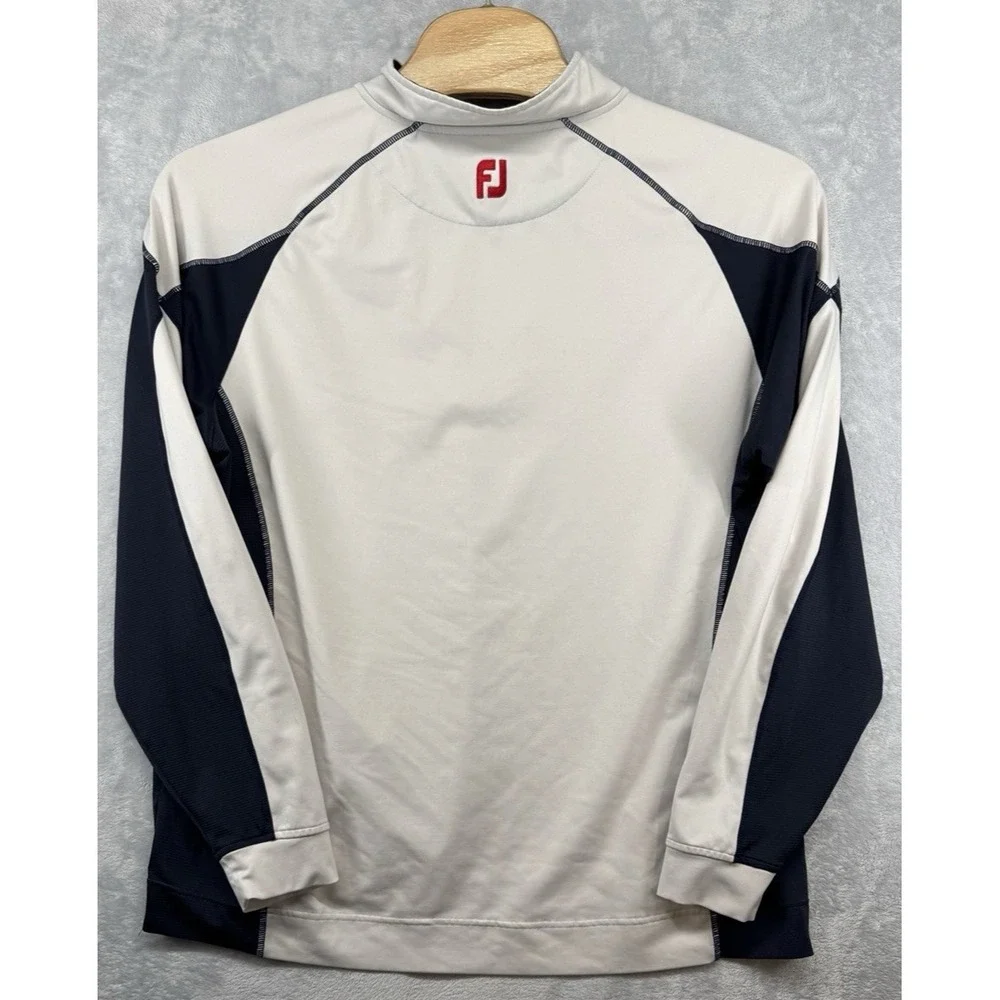 FootJoy Mens Golf 1/4 Zip Long Sleeve‎ Pullover White Navy Peformance Men's XL